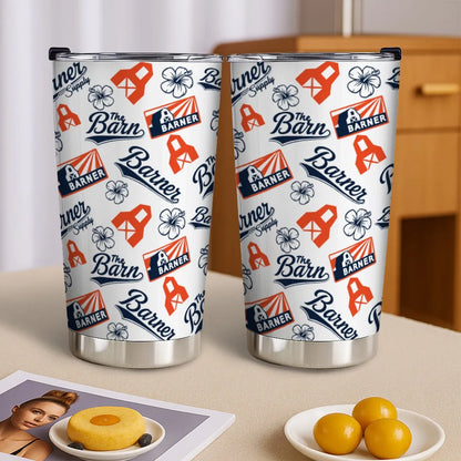 Double Aught Barner and a White Tumbler